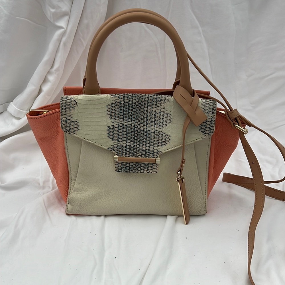 Vince comuto Stylish Tan and Cream Women's Handbag